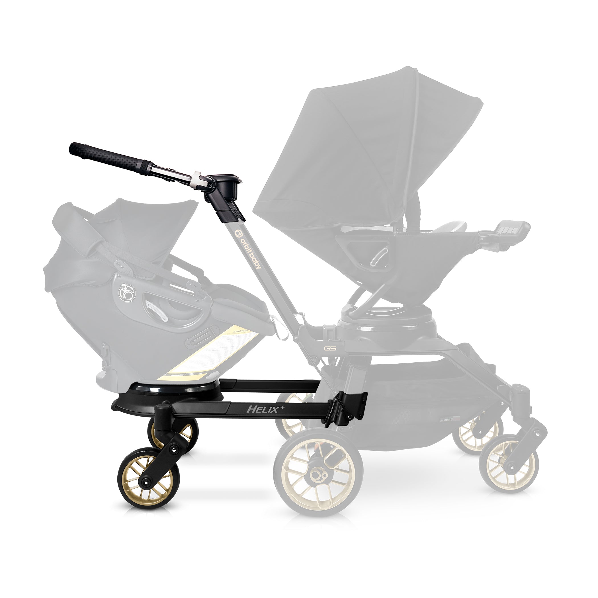 most compact double stroller for travel Orbit Baby G5 Helix+ Double Stroller Attachment Frame Gold