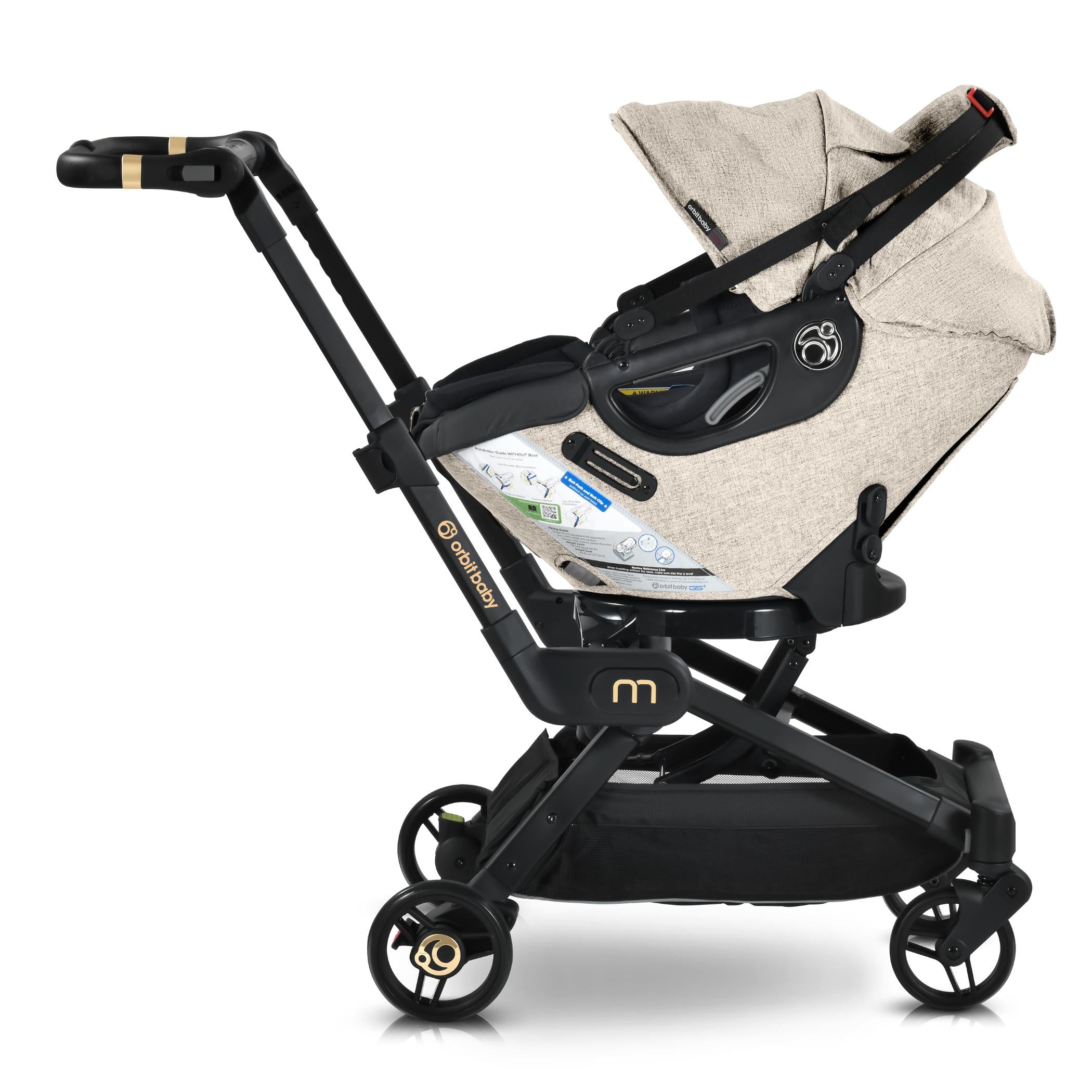 Orbit Baby M+ Stroll, Lounge, & Ride Travel System Black Luxe / Blush Mod Mosaic / Mélange Flax