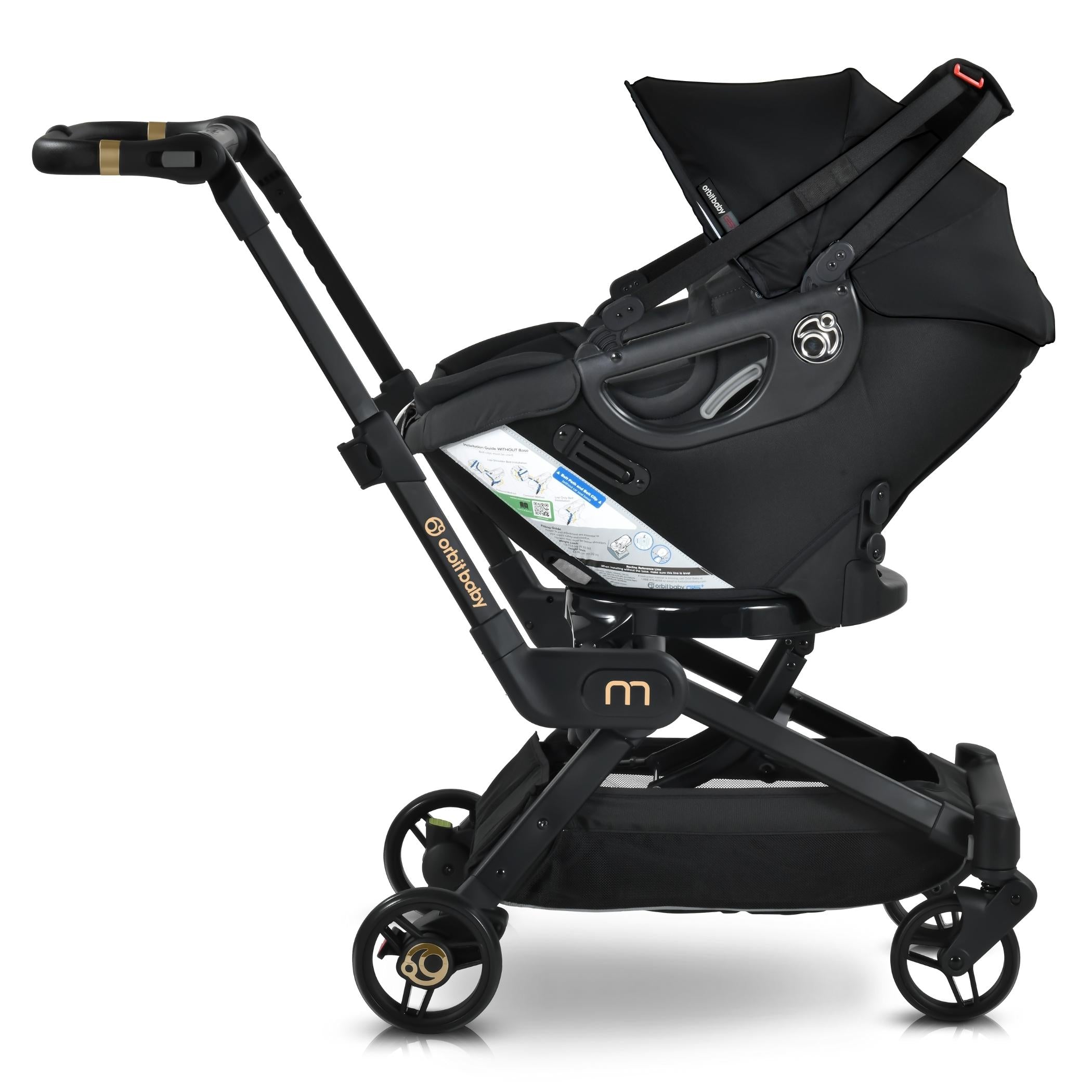 orbit car seat stroller combo Orbit Baby M+ Stroll & Ride Travel System Black Luxe / Black / Mélange Flax