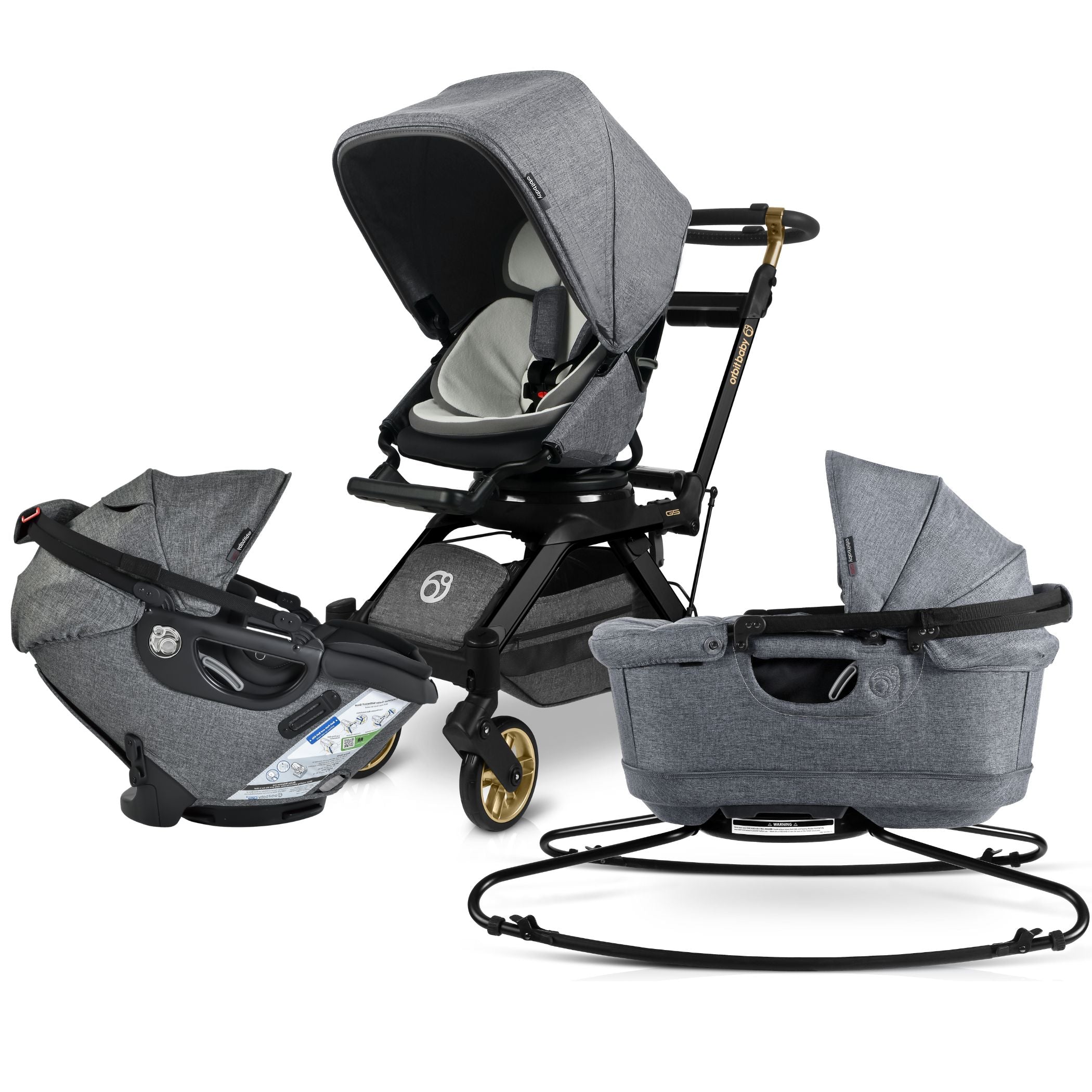 Stroll, Lounge, & Ride Travel System Mélange Grey / Black Luxe